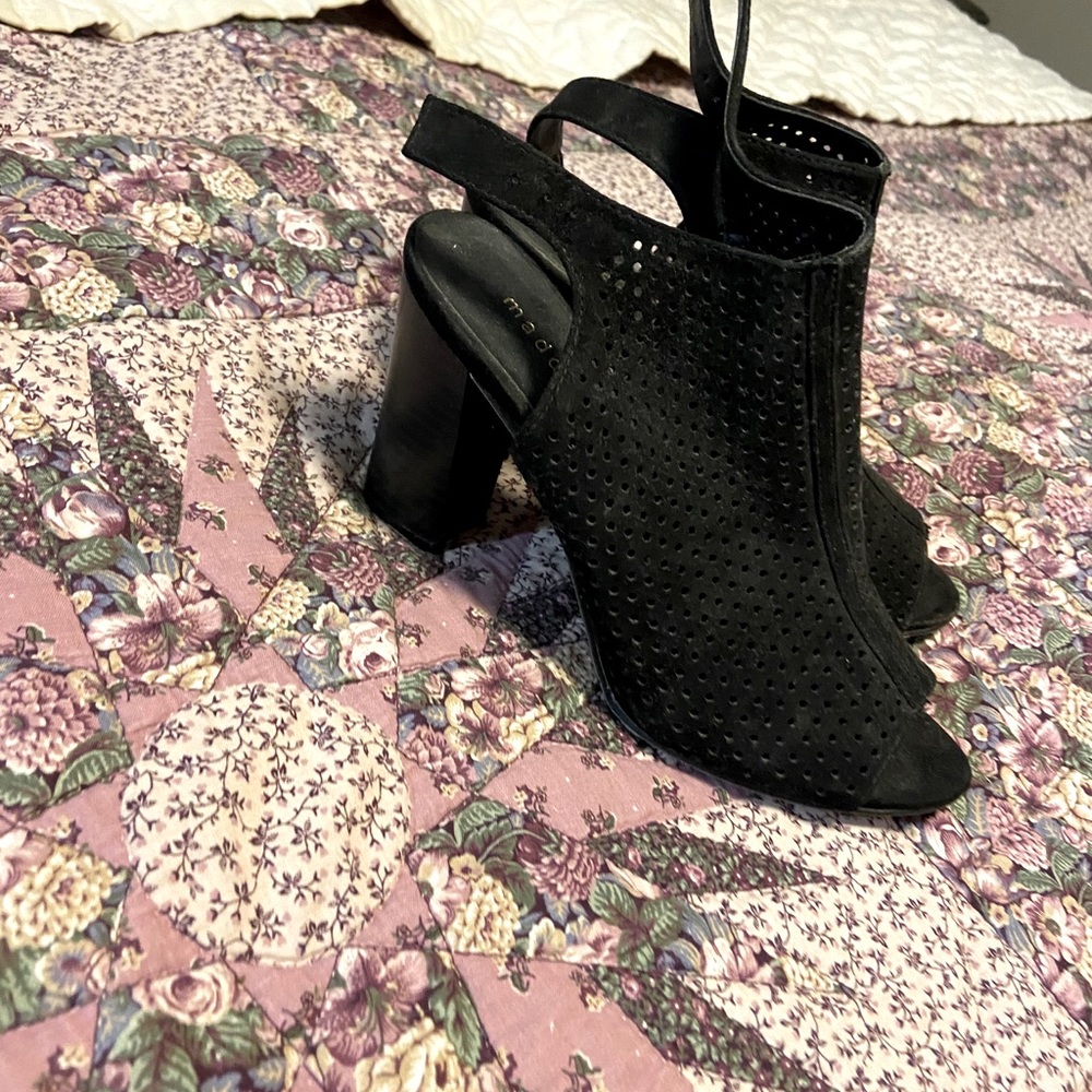 Madden girl block heel, with open toe.
